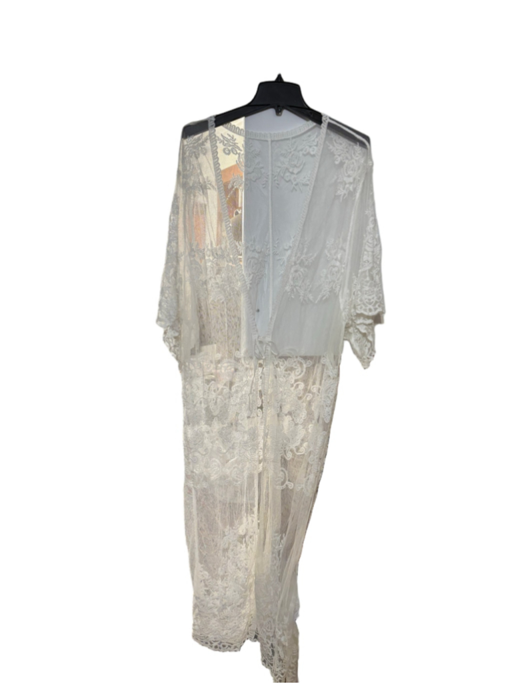Women's Fincati Lace Kimono Cover Up One Size White